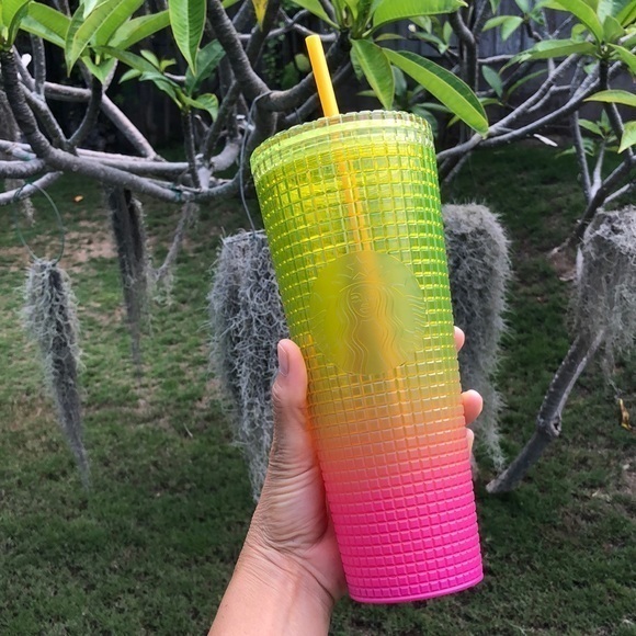 Starbucks Other - Starbucks Strawberry lemonade Pink Ombré Grid Venti/Trenta cold cup NWT